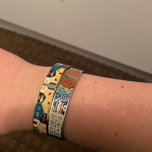 Silver and gold bangles. Super cute and colorful!